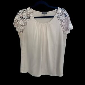 Basler Pink Top with Lace Sleeves